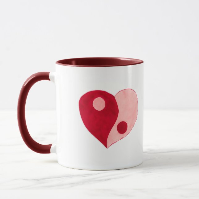 Taza Yin Yang Heart (Rojo/Rosa) (Izquierda)