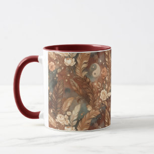 Taza Yin Yang Rosa y Pluma Equilibrio Sagrado