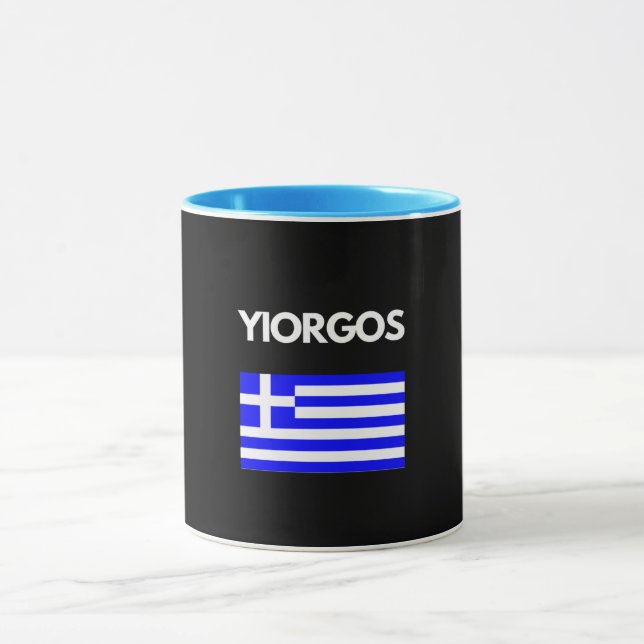 Taza Yiorgos Nombre griego con bandera griega (Centro)