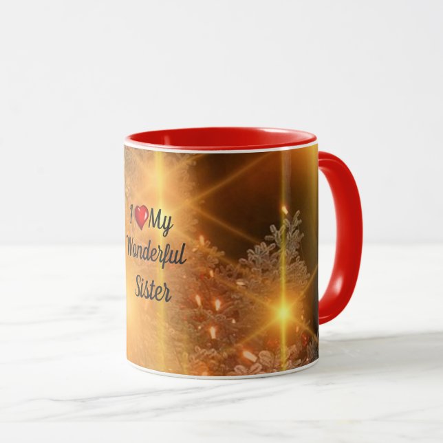 Taza Yo corazón a mi maravillosa hermana (Anverso derecho)