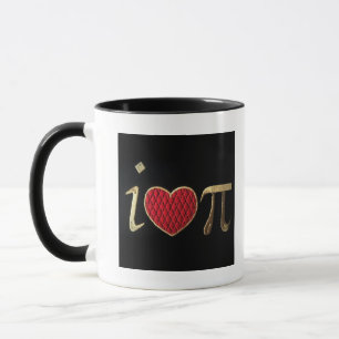 Taza "Yo corazón pi," yo luv pi con rojo y bordado del
