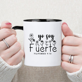 Taza Yo soy Fuerte café cristiano español Mug