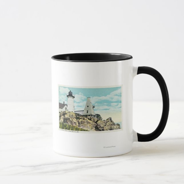 Taza York Beach View of the Nubble Lighthouse (Derecha)