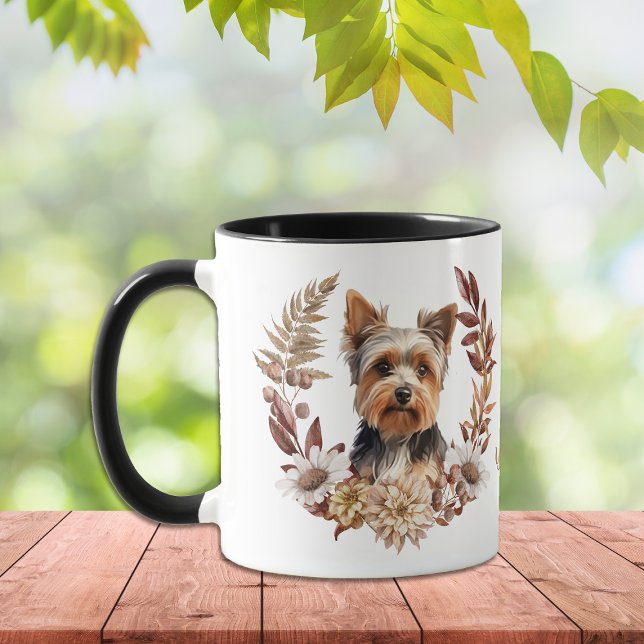 Taza Yorkshire Terrier Dog Autumn Wreath (Subido por el creador)