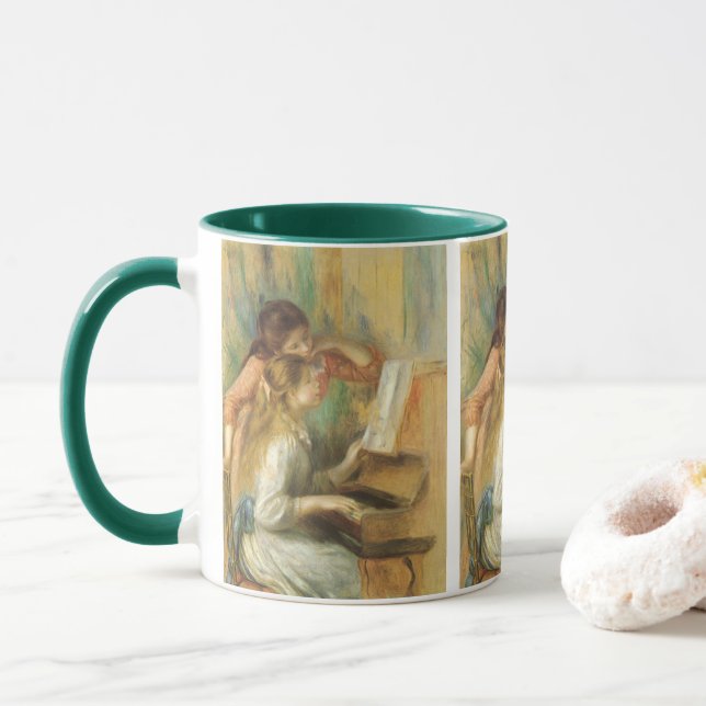Taza Young Girls at Piano by Pierre Renoir (Con donut)