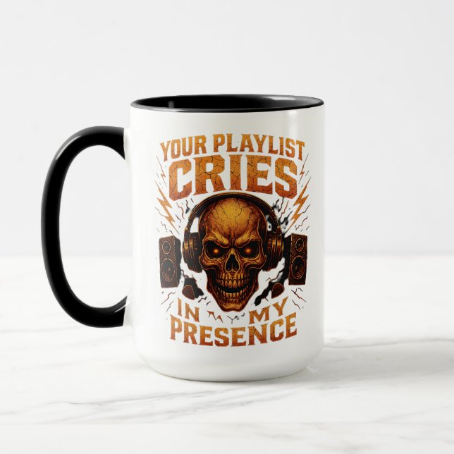 Taza Your Playlist Cries Skull Headphone Music (Izquierda)