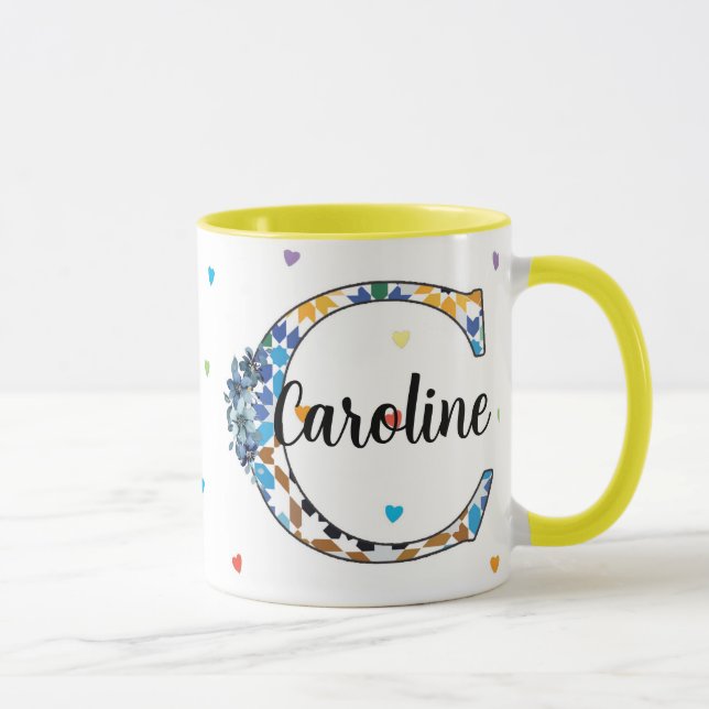 Taza Z8-C Monogram Mug – Geometric & Floral Elegance (Derecha)