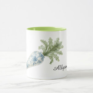 Taza Zanahoria floral blanca azul