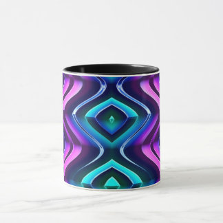 Taza ~ Zany 3D Fractal ~ Purple Aqua Black ~