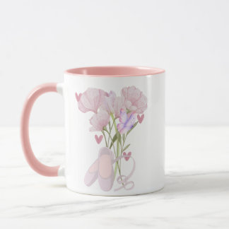 Taza Zapatillas de ballet florales vintage estética caf