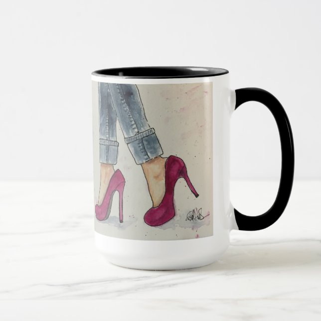 Taza Zapatos y café de la acuarela (Derecha)