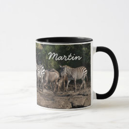 Taza Zebra Herd Personaliza Nombre Regalo Interior Negr