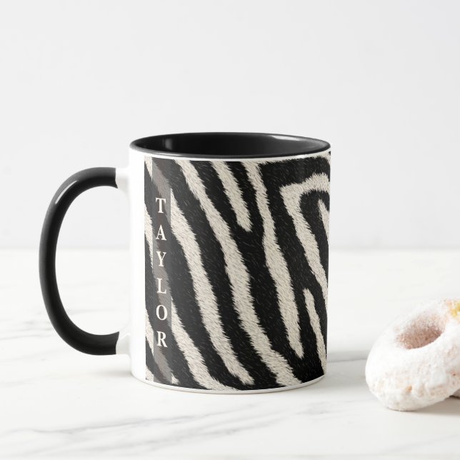 Taza Zebra Print Mug with Custom Name (Con donut)