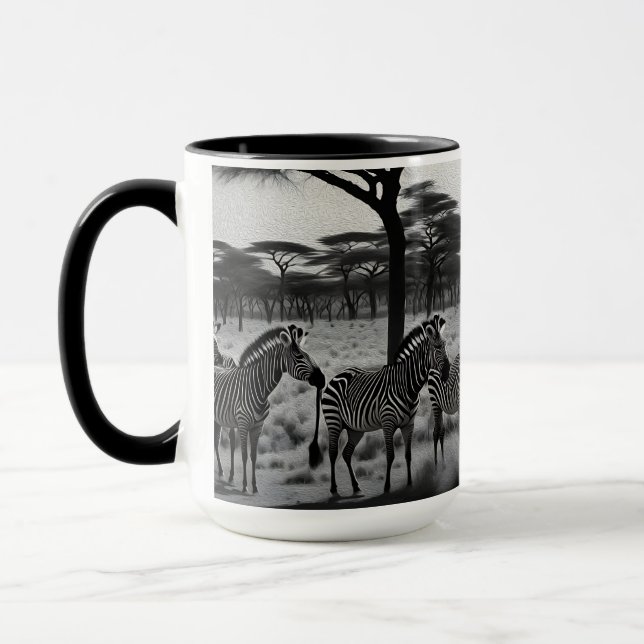 Taza Zebras En África Pintura De Petróleo, Café Mug (Izquierda)