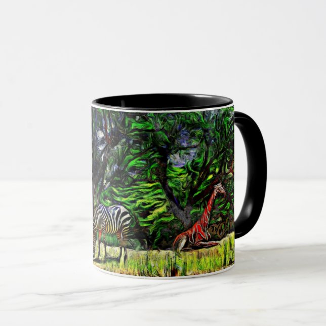 Taza Zebras y jirafa café Mug (Anverso derecho)