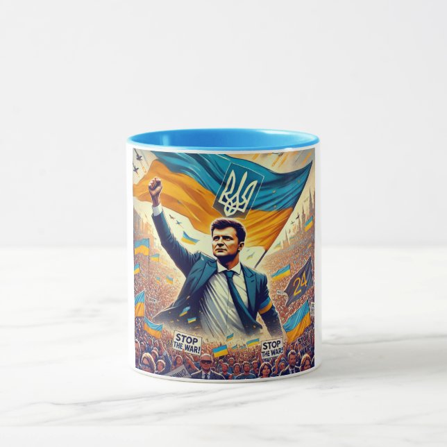 Taza Zelenskyy Ucrania apoya el café Mug (Centro)