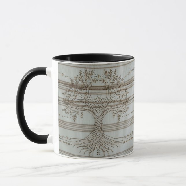 Taza Zen Boho Tree of Life Floral Knit Combo Coffee Mug (Izquierda)