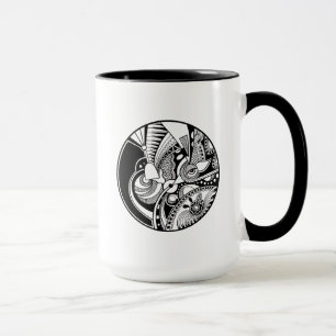 Taza Zendala abstracto blanco y negro en círculo