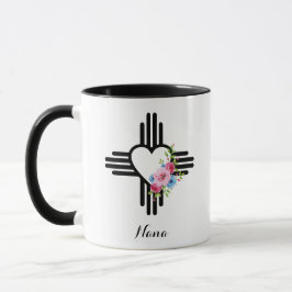 Taza Zia Heart con flores café de regalo personalizado