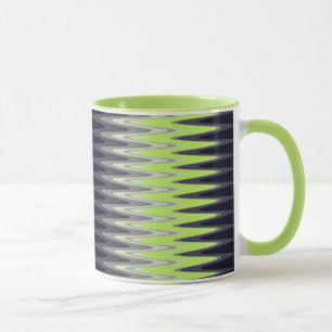Taza Zig Zag Lima Verde Negro Blanco Gris Patrón