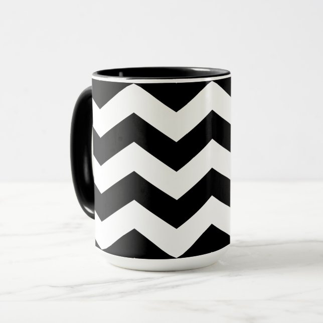Taza Zigzag Chevron Blanco Y Negro (Anverso izquierdo)