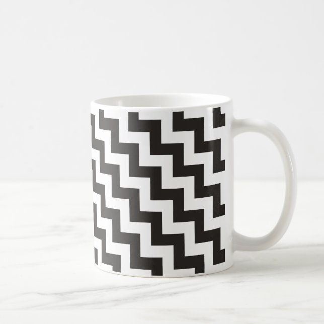 Taza Zigzags Ringer Mug, Chevrras blancas y negras (Derecha)