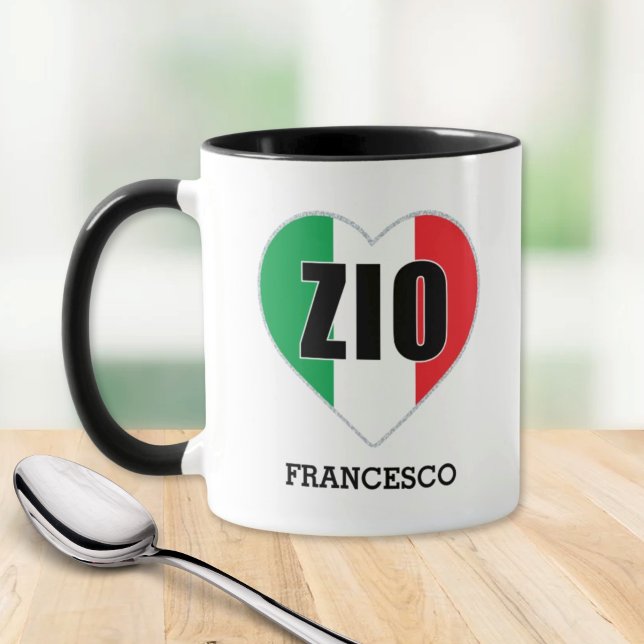 Taza ZIO Homenaje Italiano Bandera Corazón Mug (Zio Italian Mug
Flag of Italy Heart
Personalized Gift for Uncle)