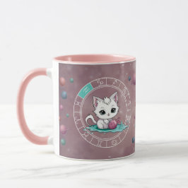 Taza Zodiac Aquarius Cute Cat Wheel Planet Astrología