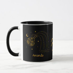 Taza Zodiac Aquarius - Mug de Personalizable amarillo d