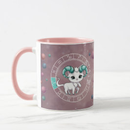 Taza Zodiac Aries Cute Cat Wheel Planet Astrología