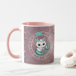 Taza Zodiac Capricorn Cute Cat Wheel Planet Astrología