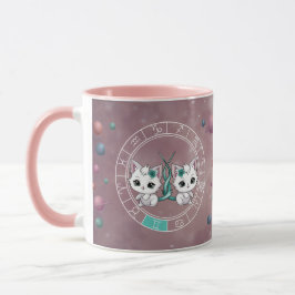 Taza Zodiac Gemini Cute Cat Wheel Planet Astrología