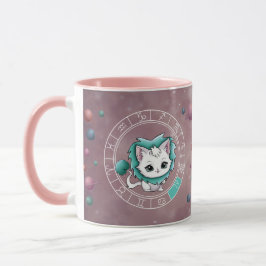 Taza Zodiac Leo Cute Cat Wheel Planet Astrología