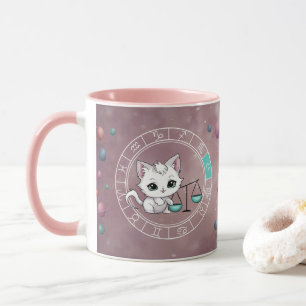 Taza Zodiac libra Cute Cat Wheel Planet Astrología