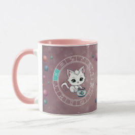 Taza Zodiac Pisces Cute La Rueda Del Gato Astrología De