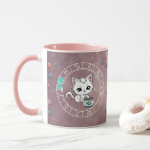 Taza Zodiac Pisces Cute La Rueda Del Gato Astrología De