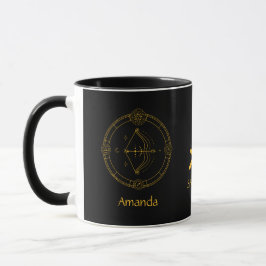 Taza Zodiac Sagittarius Personalizable amarillo dorado 