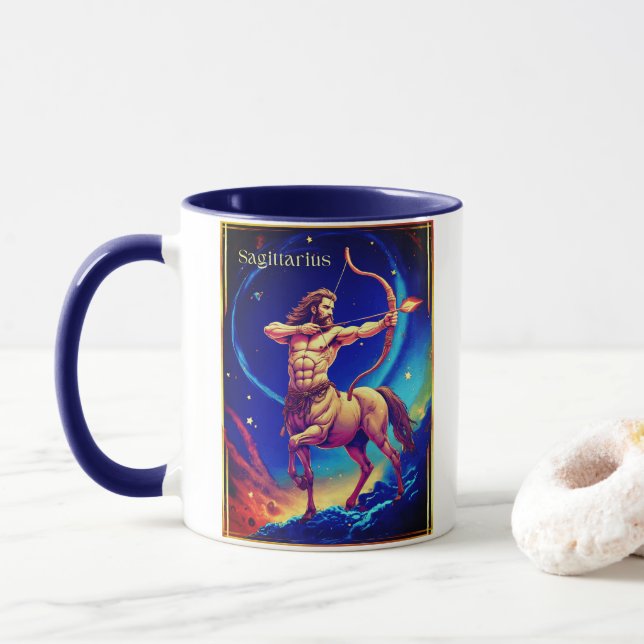 Taza  Zodiac Sign Sagittarius as the Celestial Archer (Con donut)