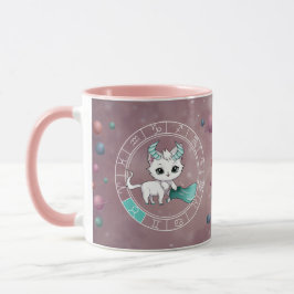 Taza Zodiac Taurus Cute Cat Wheel Planet Astrología