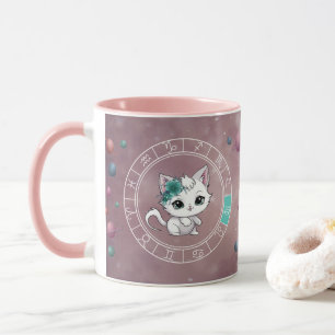 Taza Zodiac virgo Cute Cat Wheel Planet Astrología