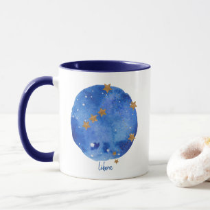 Taza Zodiaco Constelación Noche Acuarela Libra