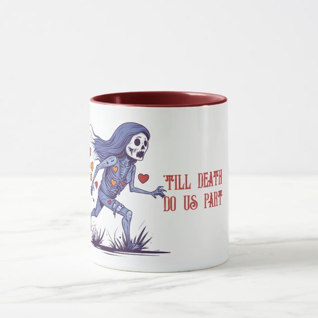 Taza Zombi Sombrío Rodeado De Corazones (Centro)