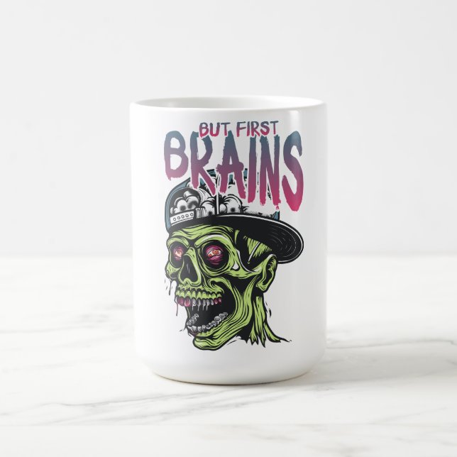Taza Zombie Cerebros Primero | Café de Terror Dive (Centro)