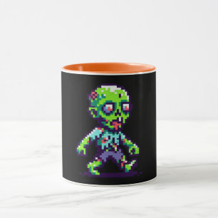 Taza zombie divertido de Halloween de 8 bits 