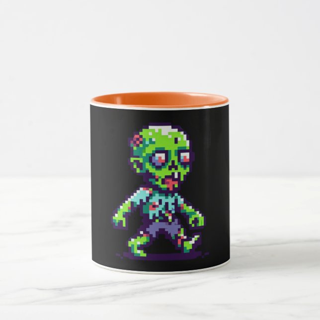 Taza zombie divertido de Halloween de 8 bits  (Centro)