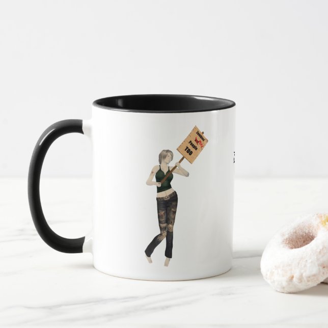Taza Zombie Pin Up Chica Protesta I Café Mug (Con donut)