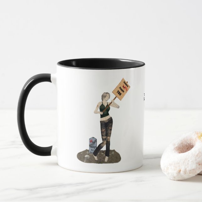 Taza Zombie Pin Up Chica Protesta II Café Mug (Con donut)