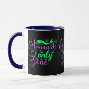 Taza Zona exclusiva de sirenas en verde neón y púrpura