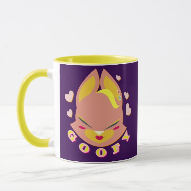 Taza zorro-conejo de tonos pastel (Izquierda)