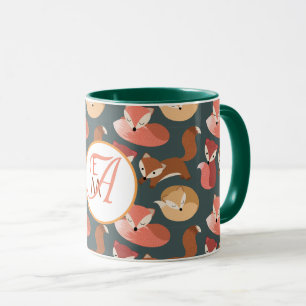 Taza Zorro del bosque con monograma colores de otoño